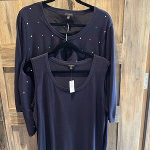Talbots woman cardigan set navy